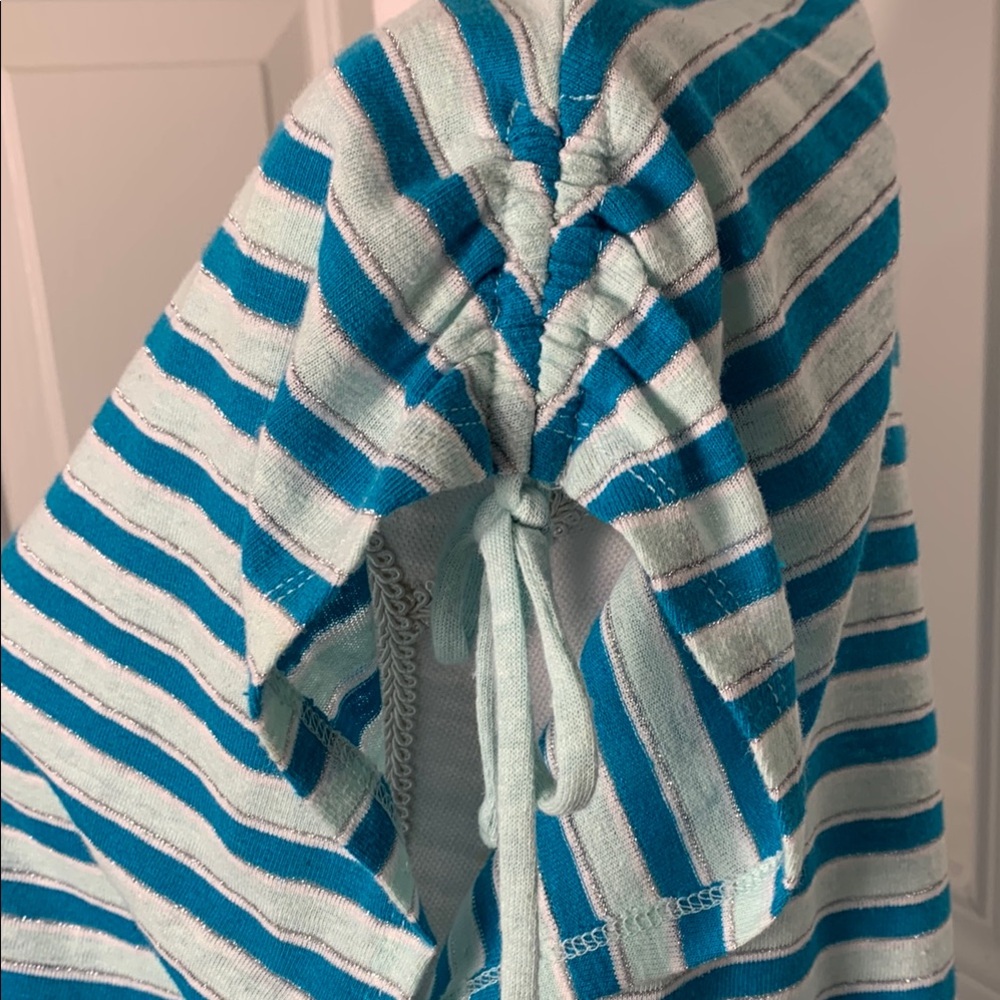 Talbots Striped Blue Women's Top Medium Top Sleeve Tie - Picture 5 of 8